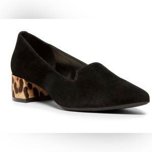 Anne Klein Leopard Block Heel Loafers